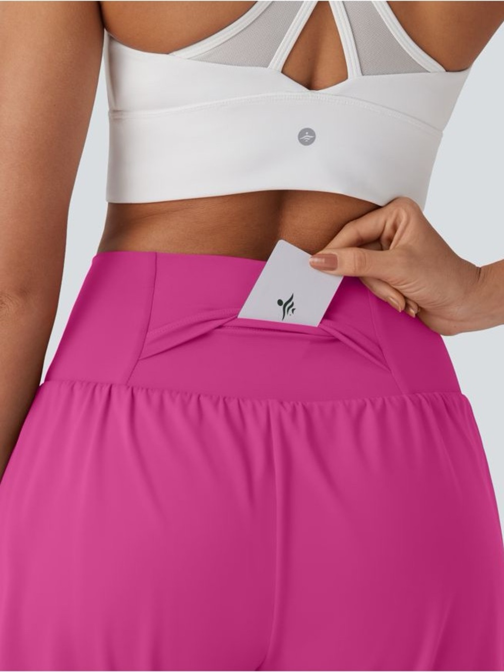Halara SoftlyZero™ Airy Super High Waisted 2-in-1 InstantCool Yoga Shorts Pink - Picture 3 of 9